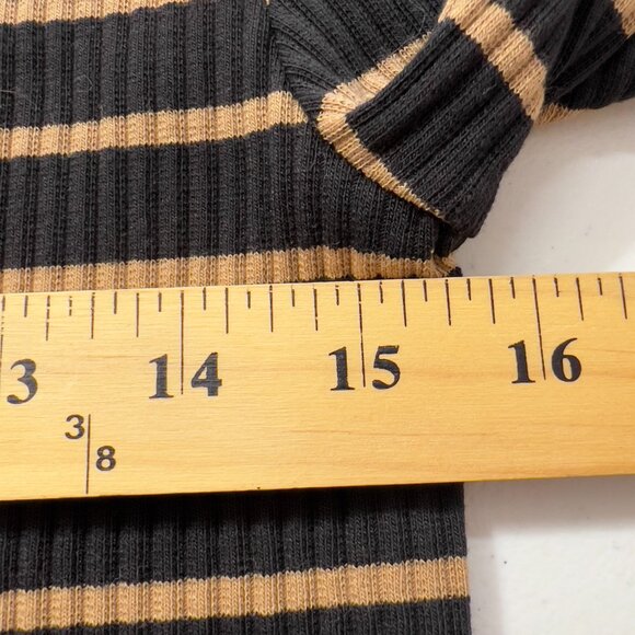 LOFT Women’s Black & Tan Ribbed Long Sleeve Striped Top – Size L NWT - Picture 10 of 12